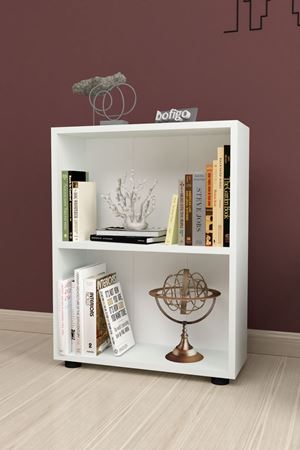 Dekoratif 2 Raflı Kitaplık Modern Kitaplık Beyaz