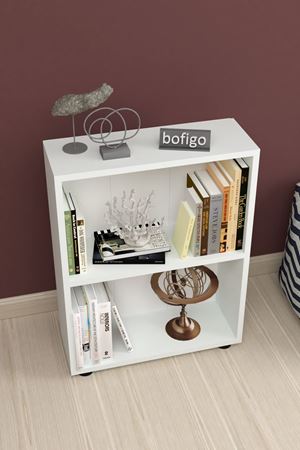 Dekoratif 2 Raflı Kitaplık Modern Kitaplık Beyaz