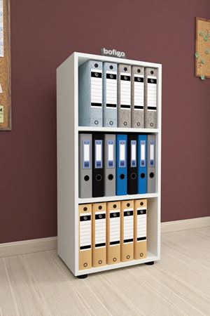 Bofigo 3 Raflı Kitaplık Ofis Dolabı Klasörlük Çok Amaçlı Dolap Mutfak Dolabı Beyaz