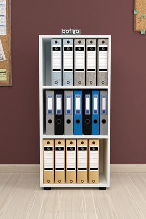 Bofigo 3 Raflı Kitaplık Ofis Dolabı Klasörlük Çok Amaçlı Dolap Mutfak Dolabı Beyaz