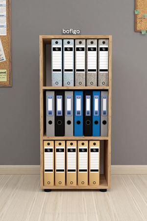 Bofigo 3 Raflı Kitaplık Ofis Dolabı Klasörlük Çok Amaçlı Dolap Mutfak Dolabı Çam