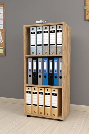 Bofigo 3 Raflı Kitaplık Ofis Dolabı Klasörlük Çok Amaçlı Dolap Mutfak Dolabı Çam