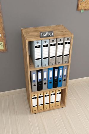 Bofigo 3 Raflı Kitaplık Ofis Dolabı Klasörlük Çok Amaçlı Dolap Mutfak Dolabı Çam