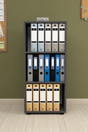 Bofigo 3 Raflı Kitaplık Ofis Dolabı Klasörlük Çok Amaçlı Dolap Mutfak Dolabı Antrasit