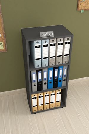 Bofigo 3 Raflı Kitaplık Ofis Dolabı Klasörlük Çok Amaçlı Dolap Mutfak Dolabı Antrasit
