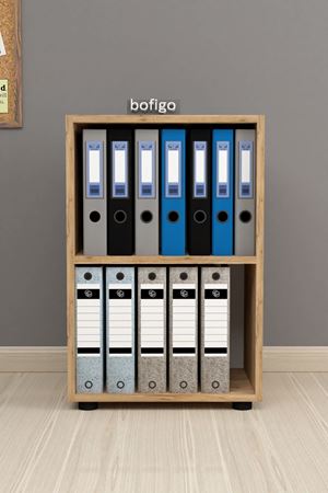 Bofigo 2 Raflı Kitaplık Ofis Dolabı Klasörlük Çok Amaçlı Dolap Mutfak Dolabı Çam