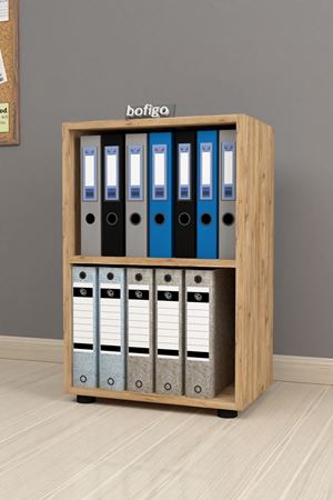 Bofigo 2 Raflı Kitaplık Ofis Dolabı Klasörlük Çok Amaçlı Dolap Mutfak Dolabı Çam