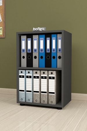 Bofigo 2 Raflı Kitaplık Ofis Dolabı Klasörlük Çok Amaçlı Dolap Mutfak Dolabı Antrasit