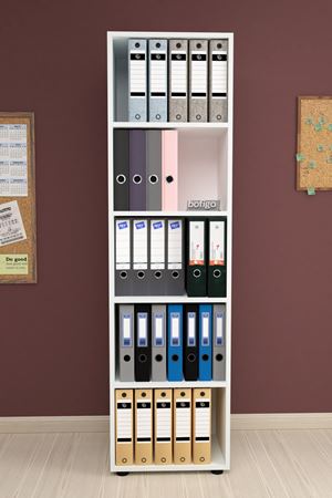 Bofigo 5 Raflı Kitaplık Ofis Dolabı Klasörlük Çok Amaçlı Dolap Mutfak Dolabı Beyaz