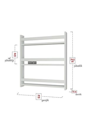 Bofigo 3 Raflı 79 x 74 Cm Montessori Kitaplık Eğitici Çocuk Kitaplığı Beyaz