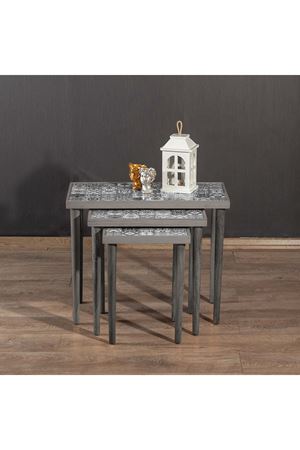 Tile Patterned Nesting Table GRAY