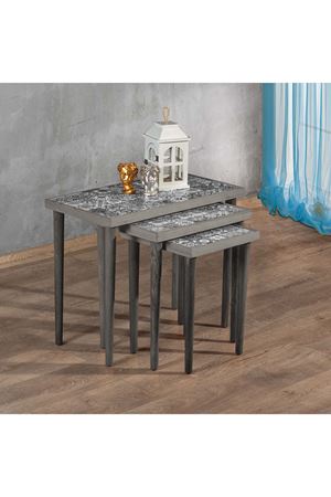 Tile Patterned Nesting Table GRAY