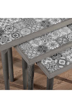 Tile Patterned Nesting Table GRAY
