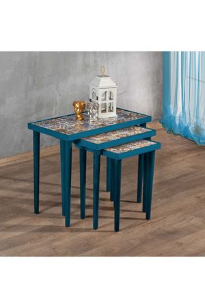 Tile Patterned Nesting Table BLUE