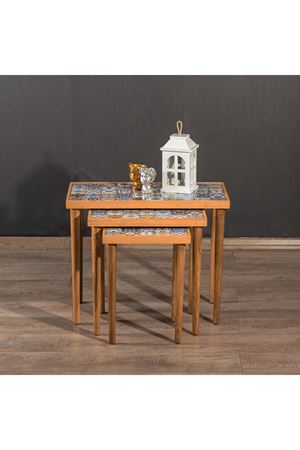 Tile Patterned Nesting Table GREEN