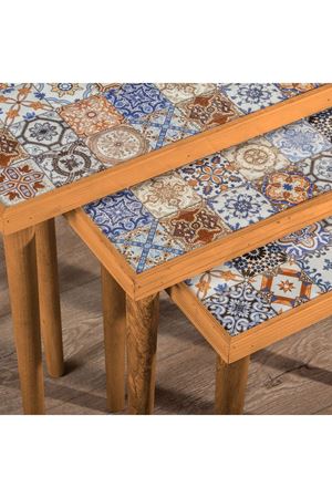 Tile Patterned Nesting Table GREEN