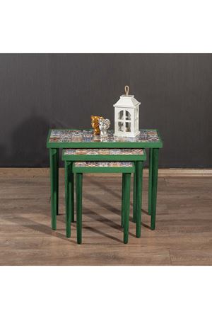 Tile Patterned Nesting Table GREEN