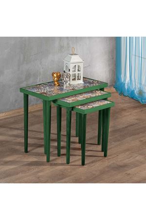 Tile Patterned Nesting Table GREEN