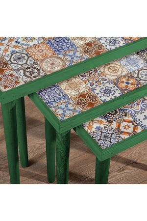 Tile Patterned Nesting Table GREEN