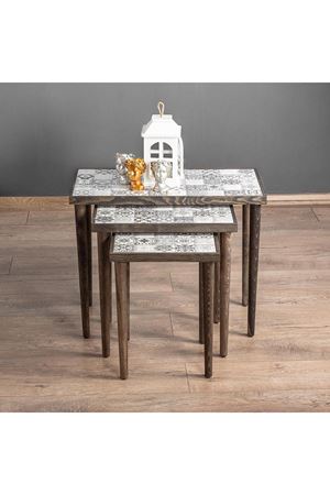 Tile Patterned Nesting Table BLACK