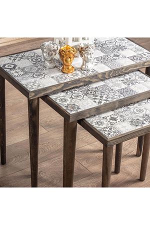 Tile Patterned Nesting Table BLACK