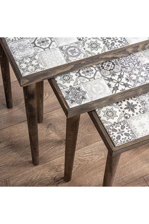 Tile Patterned Nesting Table BLACK