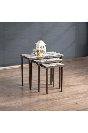 Tile Patterned Nesting Table BLACK