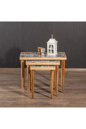Tile Patterned Nesting Table NATURAL