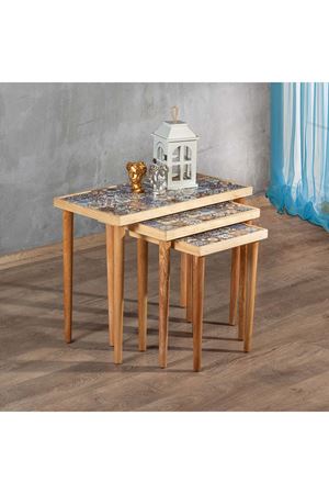 Tile Patterned Nesting Table NATURAL