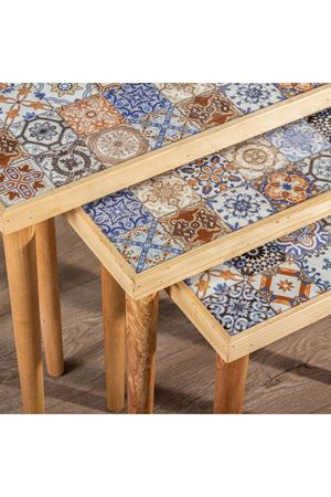 Tile Patterned Nesting Table NATURAL