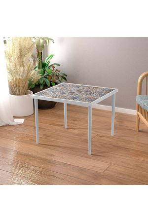 62x62 Cm Tile Patterned Coffee Table WHITE