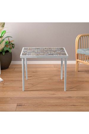 62x62 Cm Tile Patterned Coffee Table WHITE