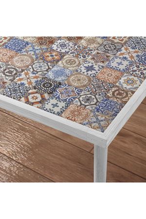 62x62 Cm Tile Patterned Coffee Table WHITE