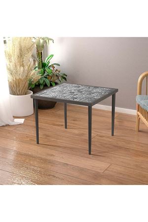 62x62 Cm Tile Patterned Coffee Table GRAY
