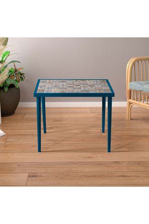 62x62 Cm Tile Patterned Coffee Table BLUE