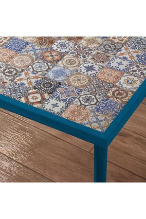 62x62 Cm Tile Patterned Coffee Table BLUE