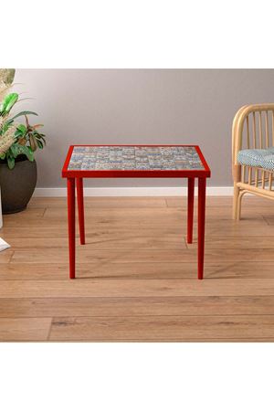 62x62 Cm Tile Patterned Coffee Table RED