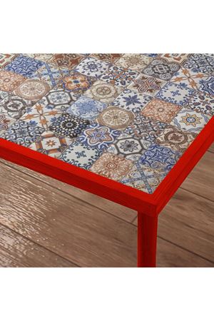 62x62 Cm Tile Patterned Coffee Table RED
