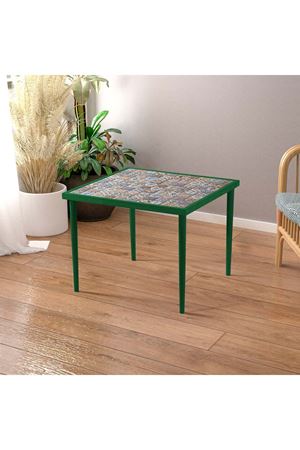 62x62 Cm Tile Patterned Coffee Table GREEN
