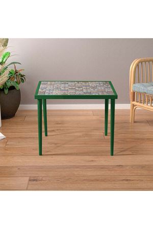 62x62 Cm Tile Patterned Coffee Table GREEN