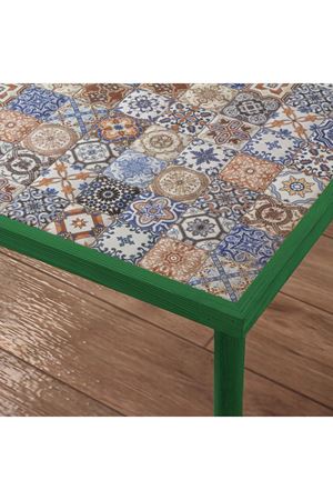 62x62 Cm Tile Patterned Coffee Table GREEN