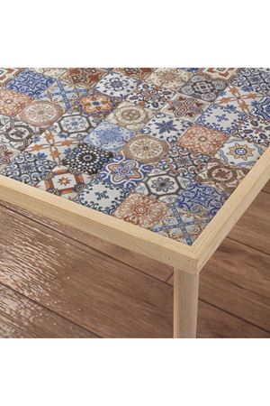 62x62 Cm Tile Patterned Coffee Table NATURAL