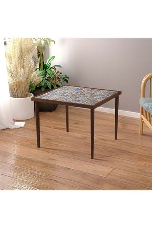 62x62 Cm Tile Patterned Coffee Table WALNUT
