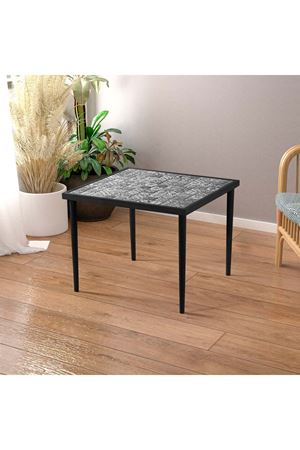 62x62 Cm Tile Patterned Coffee Table BLACK