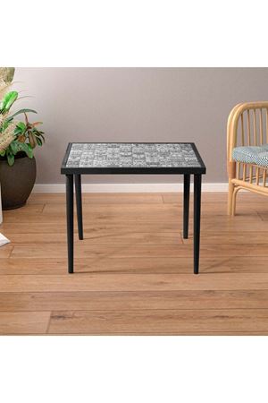 62x62 Cm Tile Patterned Coffee Table BLACK