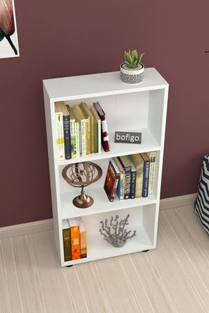 Dekoratif 3 Raflı Kitaplık Modern Kitaplık Beyaz