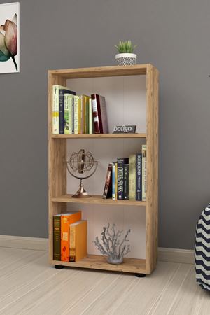 Dekoratif 3 Raflı Kitaplık Modern Kitaplık Çam