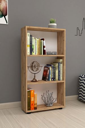 Dekoratif 3 Raflı Kitaplık Modern Kitaplık Çam