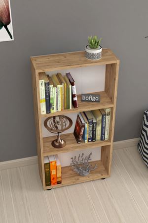 Dekoratif 3 Raflı Kitaplık Modern Kitaplık Çam