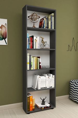 15-02-08 Chipboard Bookshelf With 5 Shelves ANTHRACITE
